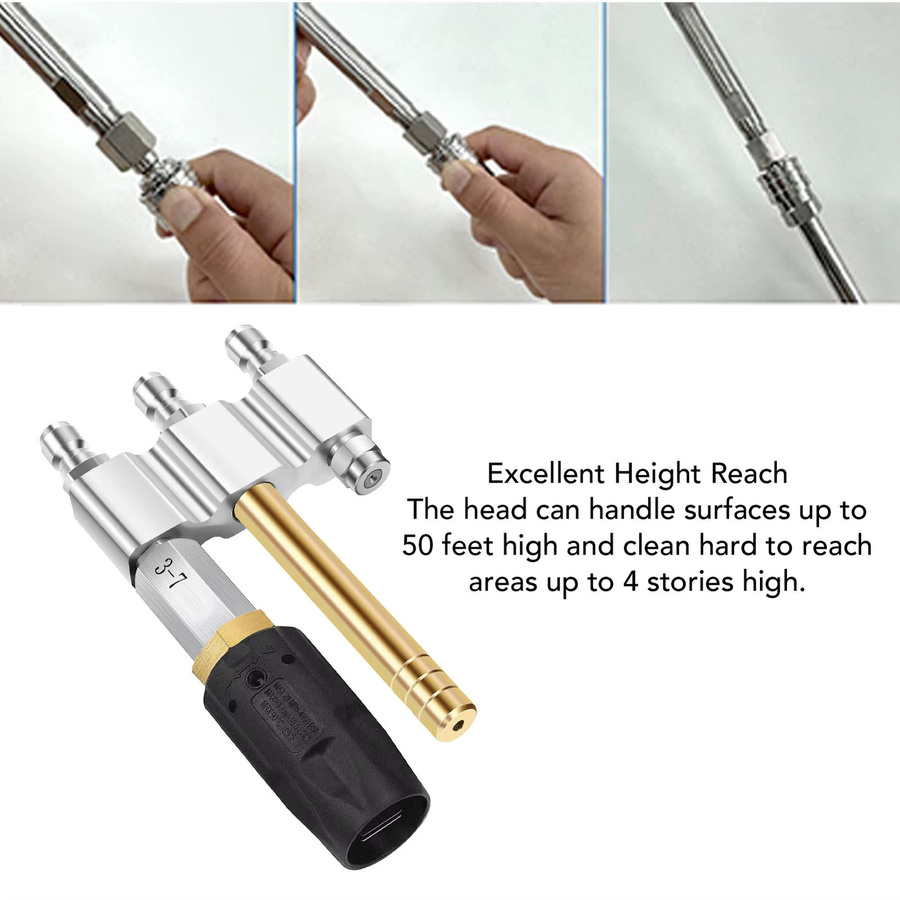3-in-1 Hochdruck-Seifendüse mit großer Reichweite, M5-Drehdüse, 1/4 Zoll Schnellanschluss, Silber, 1000–4050 PSI, 3–7 GPM - Bild 4