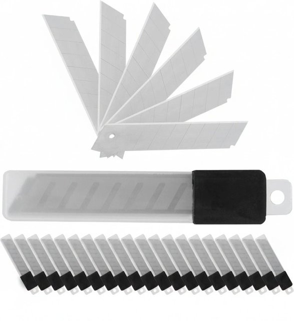 Relaxdays Abbrechklingen Set aus Carbonstahl in Silber, 200 Stück mit 18 mm Breite und 7 Sollbruchstellen - Bild 1
