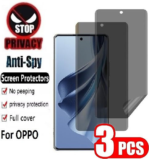 3er-Pack Anti-Spy Hydrogel Displayschutzfolie für OPPO Reno12 PJV110 CPH2625 und Reno12 Pro PJW110 CPH2629 4G 5G Privatsphäre Schutz Transparent - Bild 1