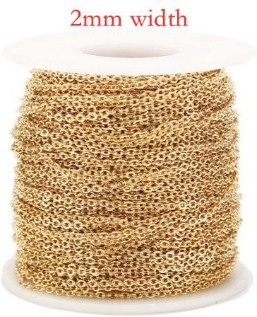 Halskette Rolo Gliederkette, Edelstahl, Goldton, 50 m, Unisex - Bild 1