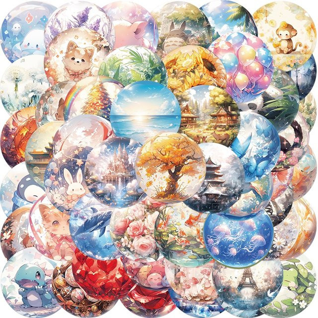 50 Stück Wasserdichte Graffiti-Aufkleber Welt in den Glaskugeln Motiv Set von BulingBulingStickers Store in Multicolour - Bild 1