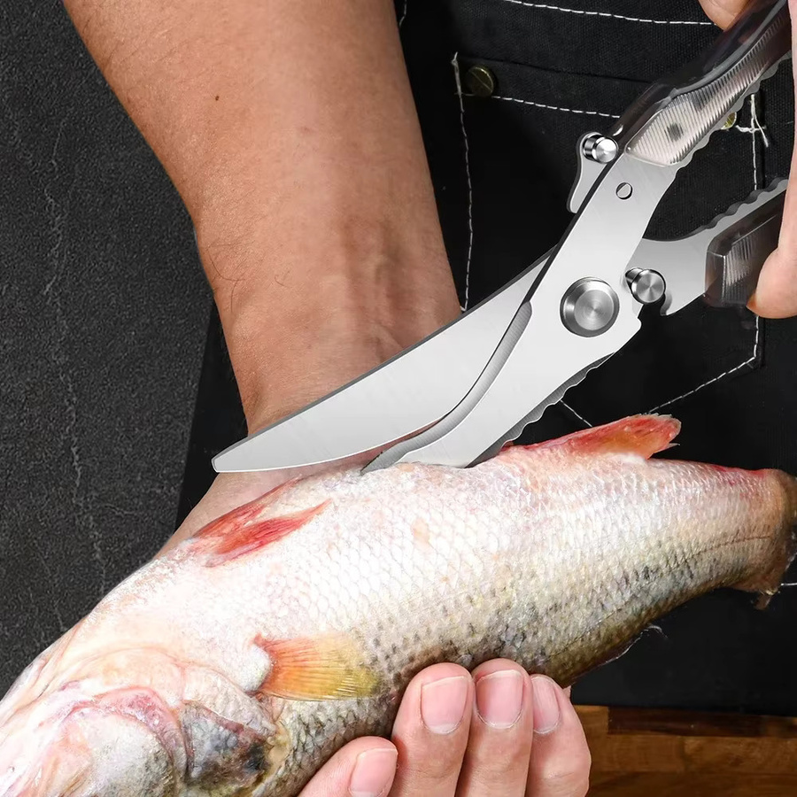 PLYS Küchenschere als Geflügelschere in Grau mit Sicherheitsverschluss zum Schneiden von Fleisch, Geflügel und Fisch - Bild 5