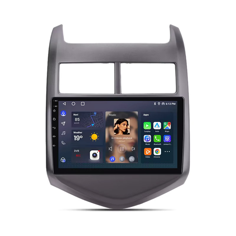 Junsun Android 13 Autoradio für Chevrolet Aveo 2 Sonic T300 (2011-2015) mit 9 Zoll Display, 4GB RAM, 64GB Speicher, GPS, Carplay, Bluetooth, DSP und Rückfahrkamera Unterstützung in Schwarz - Bild 1