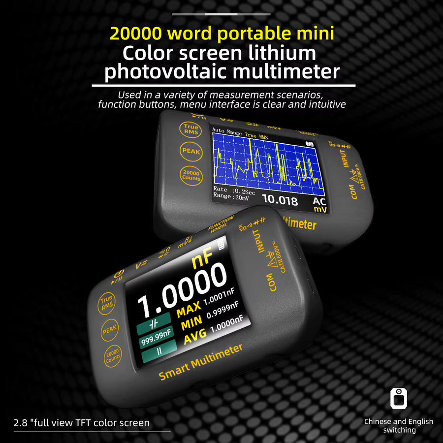 BSIDE Intelligentes Digitalmultimeter mit 20.000 Zählungen, Echtzeit-Wellenformaufzeichnung und Temperaturtest, Schwarz - Bild 4
