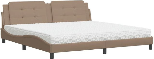 vidaXL Bett Zadar mit Matratze in Cappuccino-Braun aus Kunstleder und Kiefernholz B/T/H: 200 x 200 x 205 cm - Bild 1