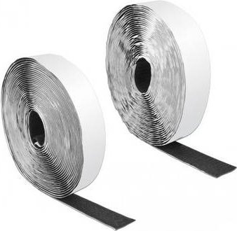 Delock 19081 Klettband zum Aufkleben, Schwarz, Länge: 10 m, Breite: 25 mm - Bild 1