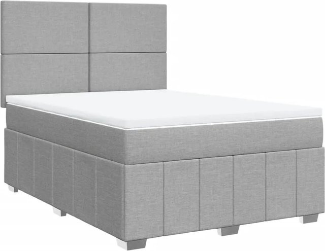 vidaXL Boxspringbett mit Matratze Hybrid-Design in Hellgrau, B/T: 140 x 190 cm - Bild 1