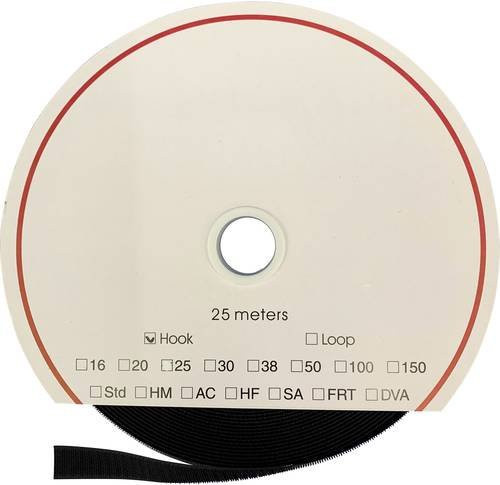FASTECH Klettband zum Aufkleben mit Hotmelt-Haftteil, Schwarz, Breite: 20 mm, Länge: 25 m - Bild 1