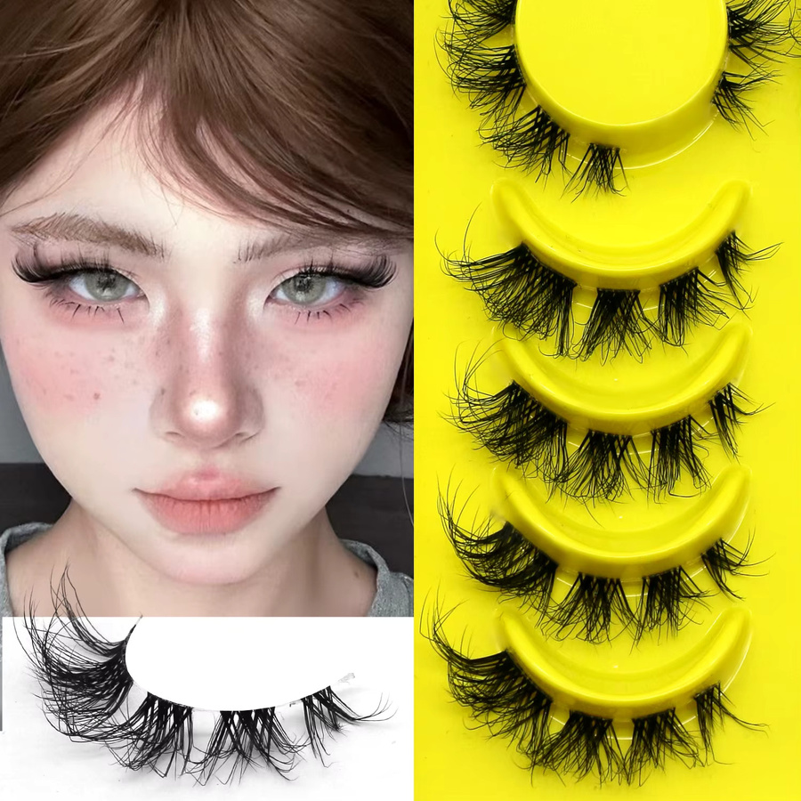 LASVIREY 3D-Faux-Nerzwimpern, natürliche Locken, klares Band, Unisex - Bild 2