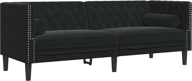 vidaXL Chesterfield Sofa aus Samt in Schwarz B/T/H: 194 x 74,5 x 70,5 cm - Bild 1