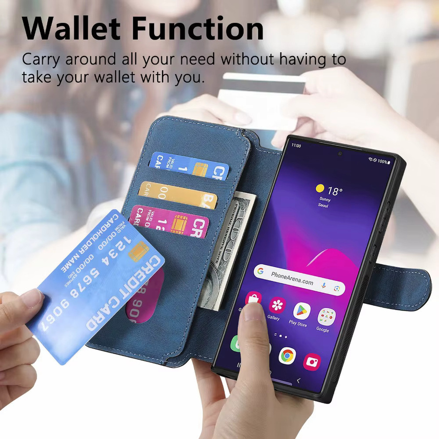Magnetische Flip-Handyhülle von aierkeba für Samsung Galaxy S26 S25 S24 Ultra S23 S22 FE A57 A37 A17 A56 A36 A26 A16 A55 A35 A15 mit Kartenfächern in Lila - Bild 3