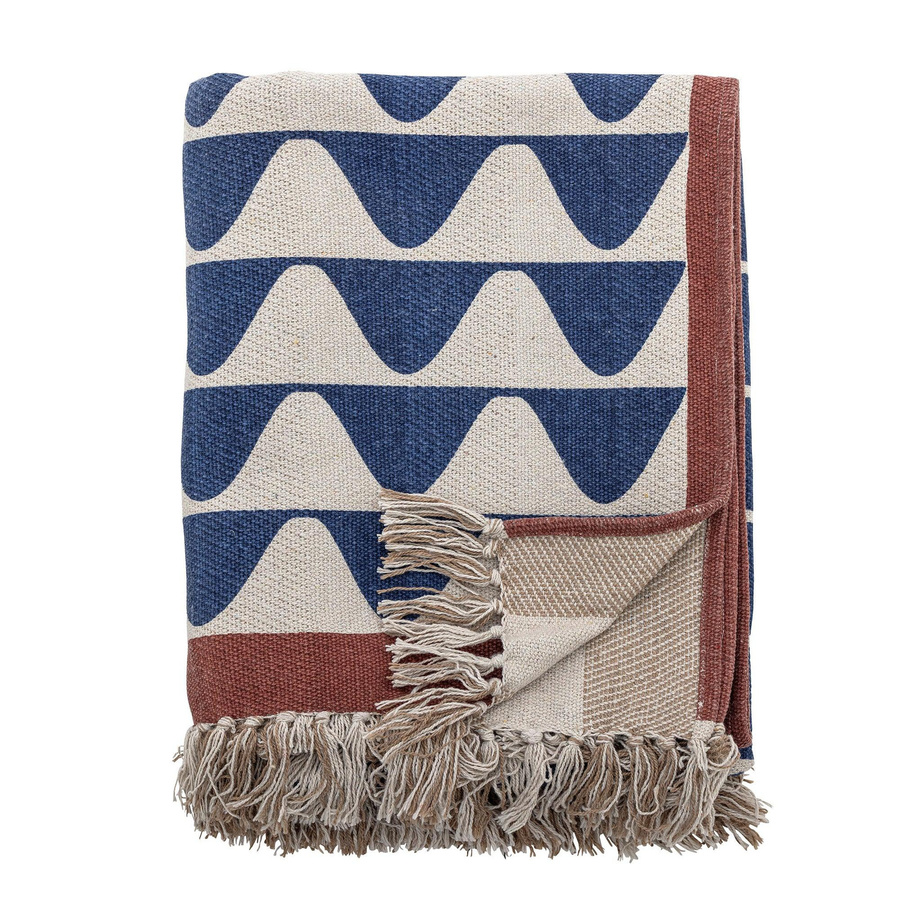 Bloomingville Plaid Rimme Multi aus recycelter Baumwolle mit Fransen, B/B: 130 x 160 cm - Bild 1