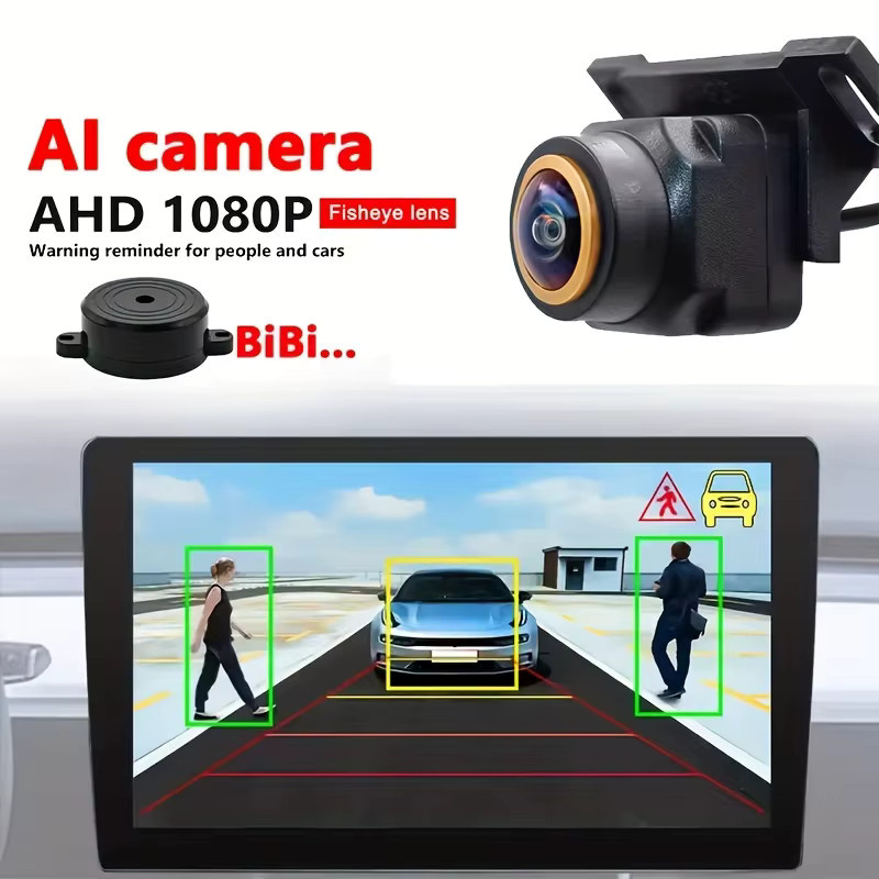 QueenDer AI Smart Car Kamera in Schwarz mit AHD 1080P Weitwinkel-Fischaugenobjektiv, Hinderniswarnung und Blindspot-Erkennung - Bild 3