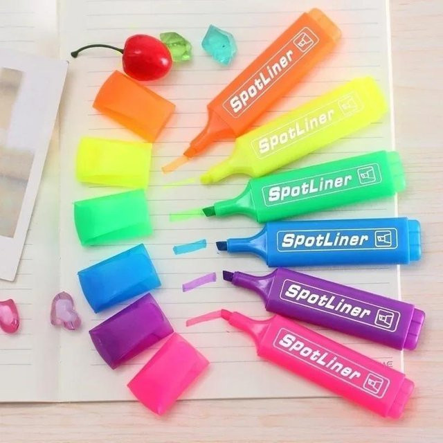 4 Stück Li You Top Super Textmarker in Bonbonfarben, Neon-Farbmarker mit Keilspitze, Multicolor und Orange - Bild 1