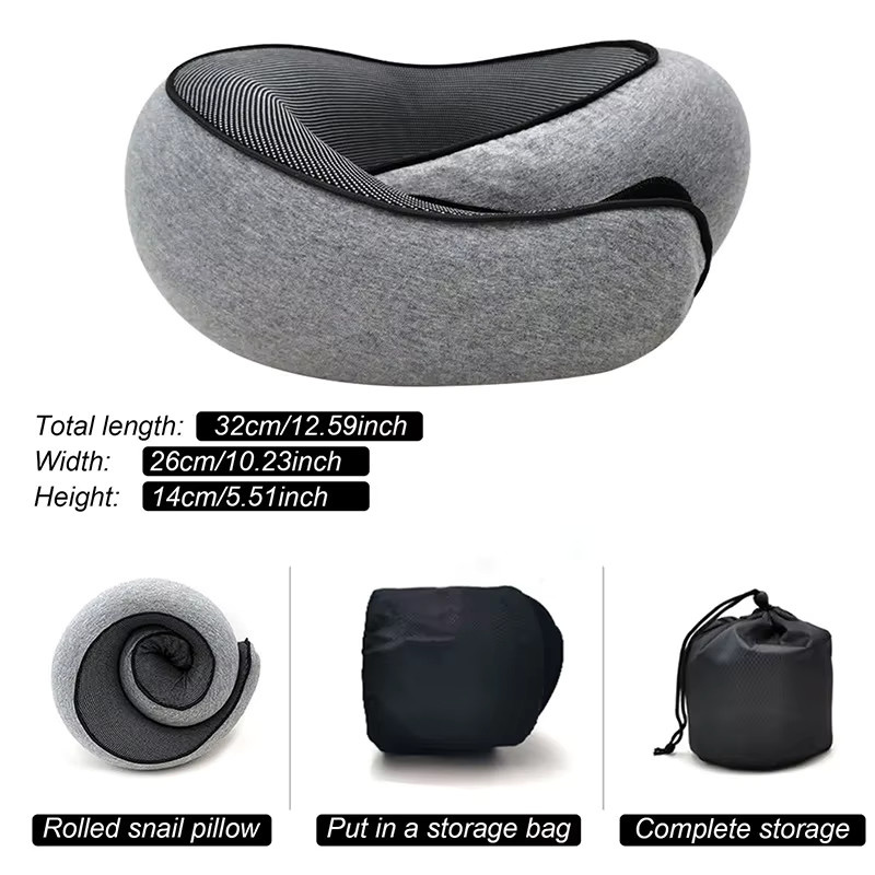 Säbelmoire Reisekissen in Schneckenform aus Memory Foam in Dunkelgrau - Bild 3