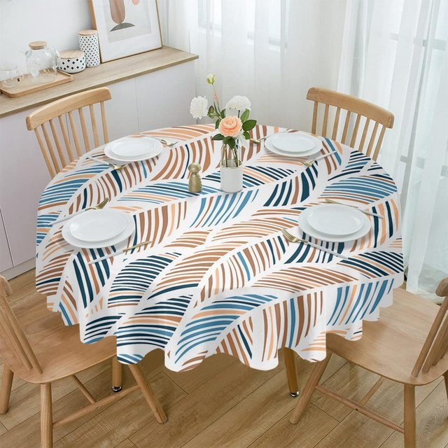 Wasserdichte runde Tischdecke von Your Warm Home in Grau mit abstraktem Design, Durchmesser: 153 cm - Bild 1