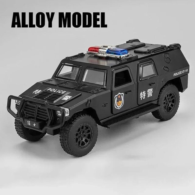 Linyi toy car Dongfeng Mengshi Sabertooth Modell Polizeiauto, 1:32, Metall Druckguss, mit Licht und Sound, ab 14 Jahren - Bild 1