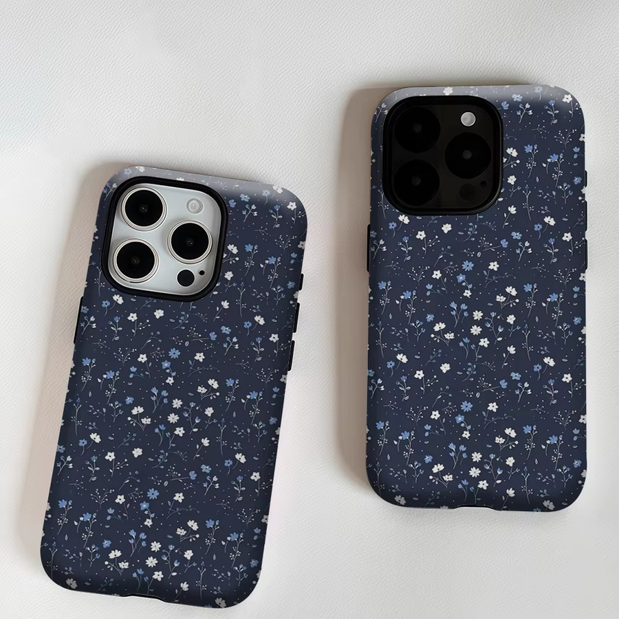 Potdemiel Magnetische Handyhülle mit kleinem Blumenmuster in Marineblau für iPhone 17 16 15 14 13 Pro Max Plus, robuste doppelschichtige Schutzhülle - Bild 6