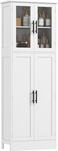 HOMCOM Hochschrank für das Badezimmer mit Glastüren und verstellbaren Regalen, weiß, B/T/H: 60 x 30 x 170 cm - Bild 1