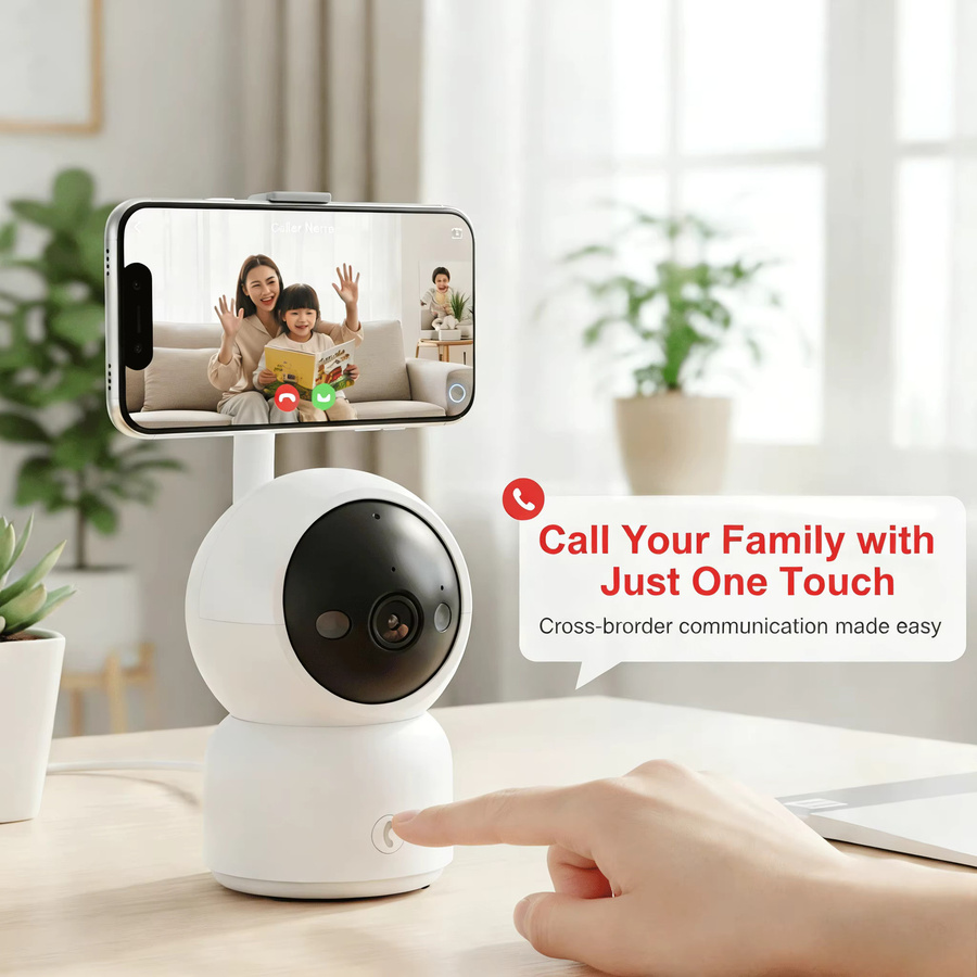 NINIVISION 5MP 2K Smart Home WLAN PTZ Sicherheitskamera mit Auto-Tracking, Babyphone, 2-Wege-Audio und One-Touch-Anruf, CCTV-Videoüberwachungskamera, Weiß - Bild 3