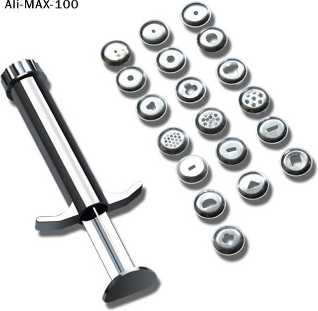 Hoeaden Tonextruder Set AM3 mit 20 Teilen in Silber für Zuckerpaste und Skulpturen sowie Polymer-Werkzeug - Bild 1