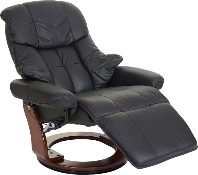 MCA Relaxsessel Windsor 2 aus schwarzem Echtleder mit Walnuss-Optik - Bild 2
