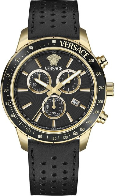 Versace Chronograph, Quarz, Edelstahl, 44 mm, Herren, Schwarz - Bild 1