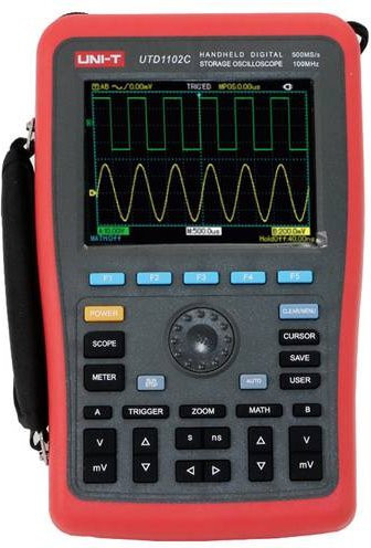 Uni-T UTD1102C Digital-Oszilloskop 100MHz 500 MSa/s 7.5 kpts 8 Bit Digital-Speicher DSO in Rot - Bild 1