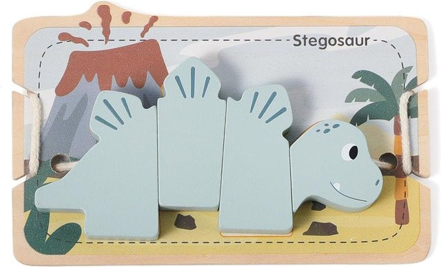Binchi Outdoor Product Dinosaurier Schnürspielzeug, Holz, blau, ab 0 Jahre - Bild 1