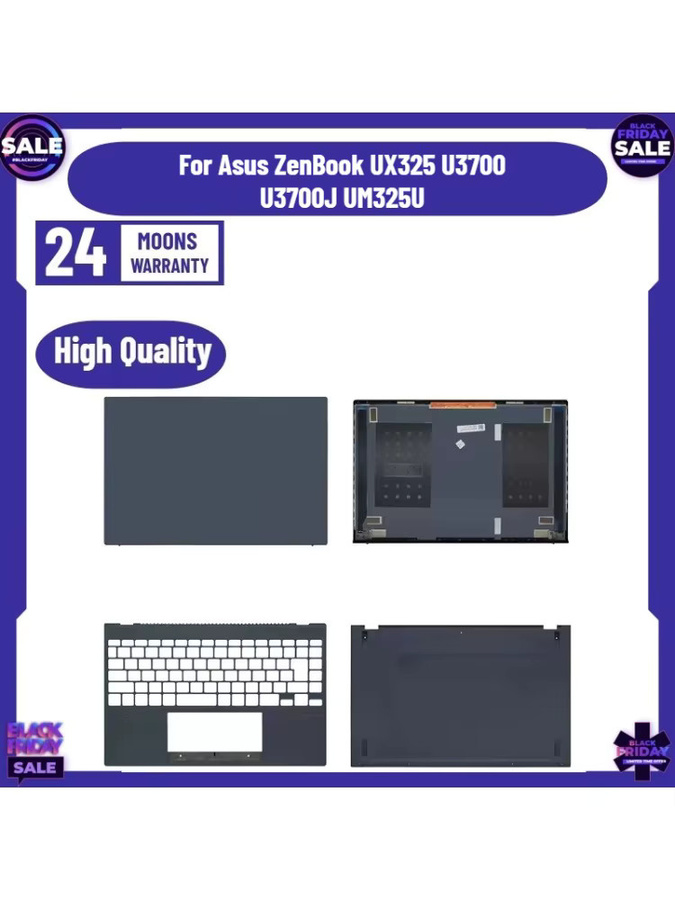 Asus ZenBook UX325 U3700 U3700J UM325U Ersatzgehäuse Set mit LCD-Rückabdeckung, vorderer Blende, Scharnieren, Handballenauflage und Bodenschale in Grau - Bild 4