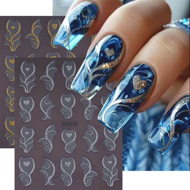 SWEET TREND Nagelaufkleber, Gold Silber, Schimmernd, Unisex - Bild 1