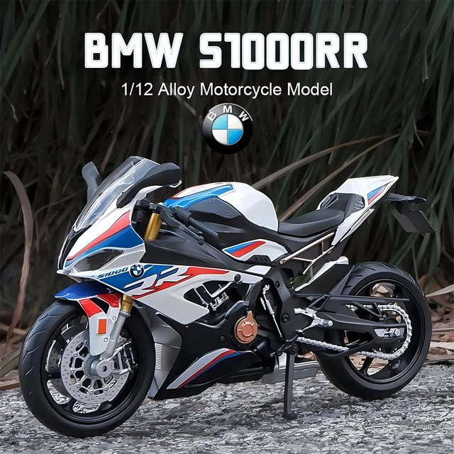 MAKEDA BMW S1000RR Motorrad, Modell, 1:12, Metall, Blau - Bild 1