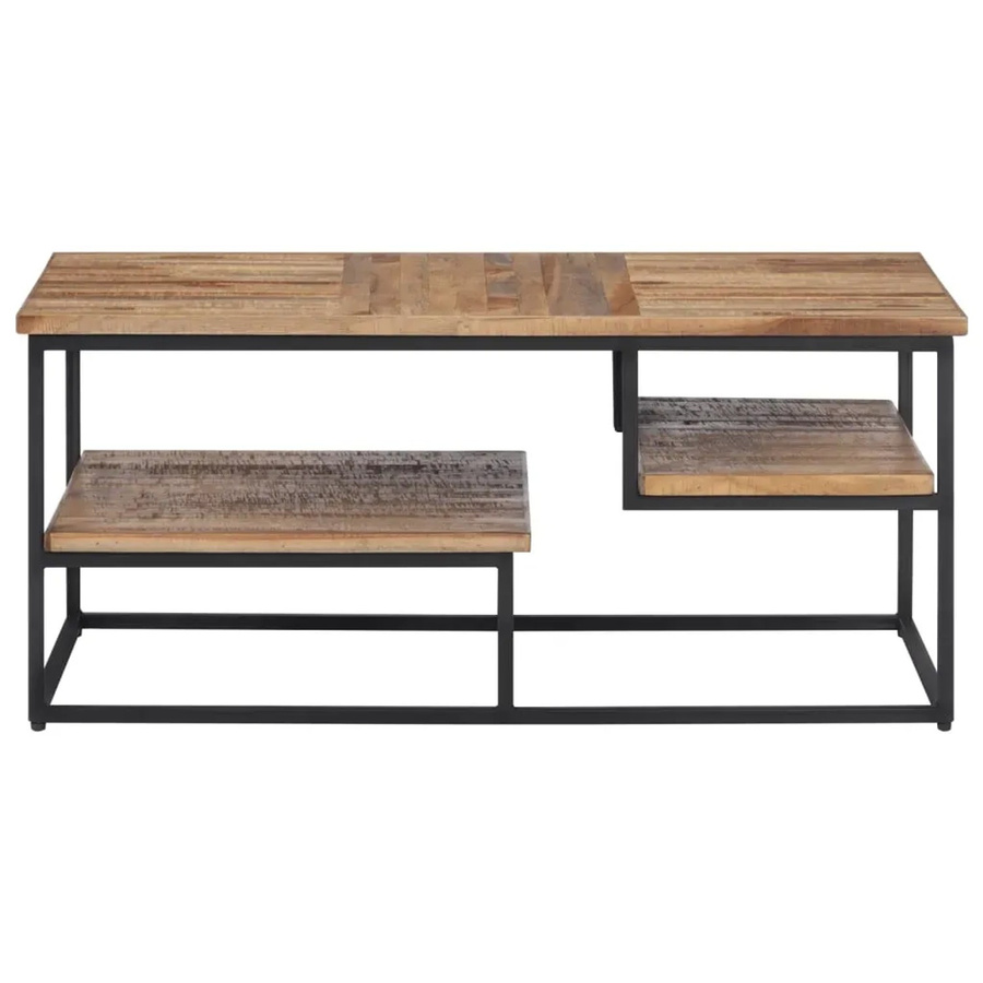 vidaXL Couchtisch aus Massivholz Teak in Braun und Schwarz, B/T/H: 90 x 50 x 39 cm - Bild 2