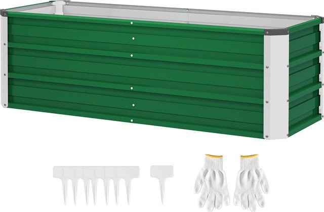 Outsunny Hochbeet aus Stahl als Pflanzkasten für Gemüse und Blumen in Grün, B/T/H: 125 x 47 x 40 cm - Bild 1