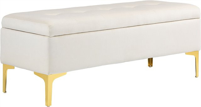 HOMCOM Sitzbank mit Stauraum in Samtoptik und Metallbeinen, Beige, B/T/H: 120 x 44 x 44,5 cm - Bild 1