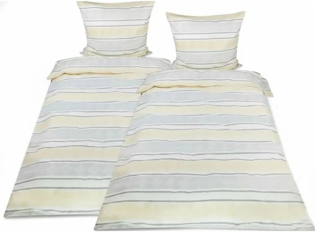 Beautissu Biber Bettwäsche Viola 4-teilgig aus Baumwolle in Beige mit Bettbezug und Kissenbezug, B/H: 155 x 220 cm, B/H: 80 x 80 cm - Bild 1