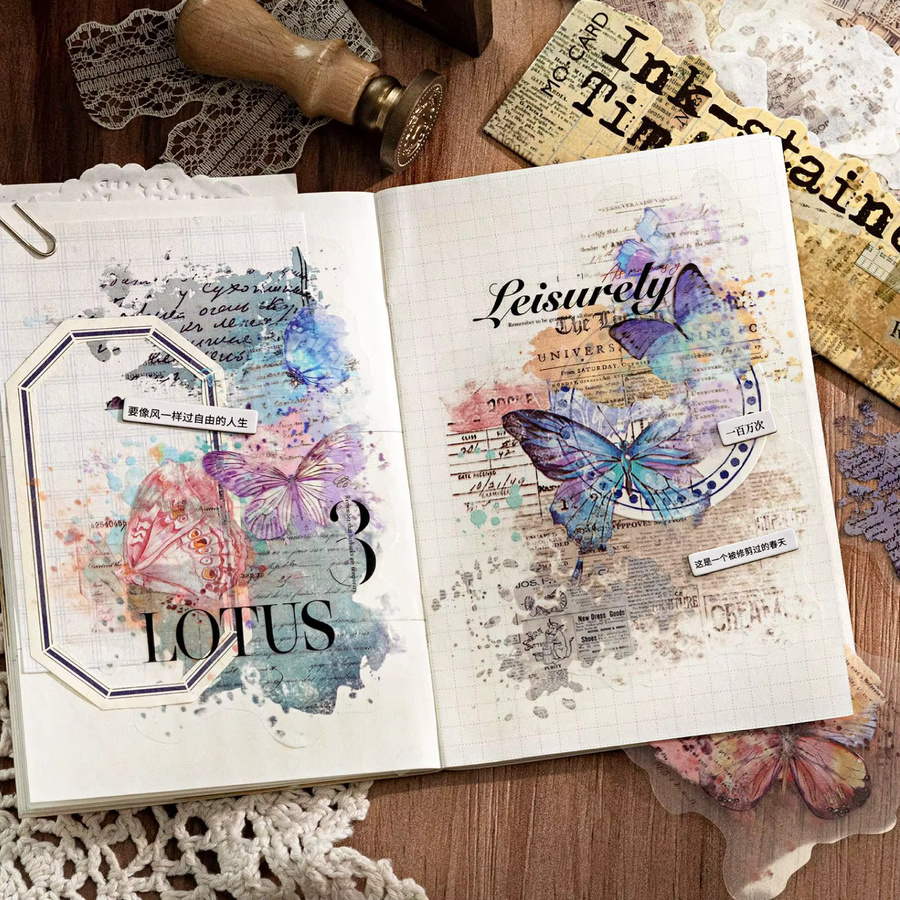 Journamm 20 Stück Washi-Papieraufkleber aus PET, selbstklebende Kunststoffaufkleber in Multicolour für DIY-Scrapbooking und Journal-Deko - Bild 2