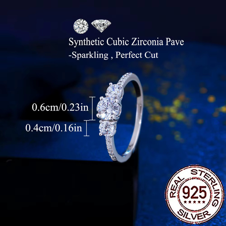 CWWZircons Ring, 925 Silber, Zirkonia, Damen - Bild 2
