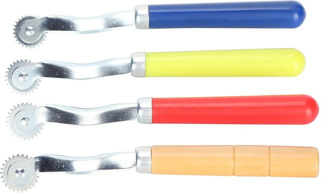 4 Stück Rollrädchen von Wosawe outdoor sports als Stichmarkierungsabstandshalter für Nähvorlagen aus Holz und Kunststoff in Gelb und Multicolour - Bild 1