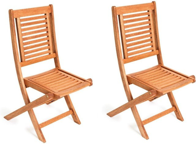 Merxx Klappstuhl Cordoba 2er-Set aus Eukalyptusholz in Beige und Braun - Bild 1