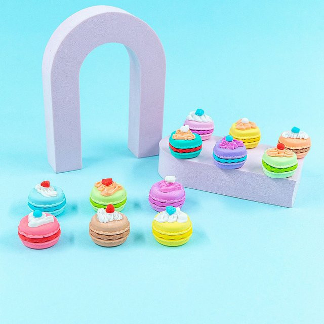 Süßer 3D Macaron Kuchen Radiergummi in Mehrfarbig für Schüler und Kinder - Bild 1