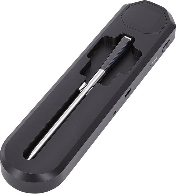 Koogeelife Kabelloses Bluetooth-Fleischthermometer mit App-Steuerung, IP67 Wasserdicht, Wiederaufladbar, Doppelsensoren, Schwarz - Bild 1