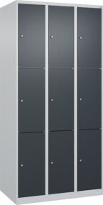 C+P Schließfachschrank Classic PLUS mit 3 Abteilen, Farbe Anthrazitgrau und Grau, B/T/H: 90 x 50 x 185 cm - Bild 1
