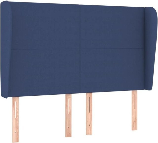 vidaXL Kopfteil mit Ohren in Blau aus Stoff, B/T/H: 147 x 23 x 118 cm - Bild 1