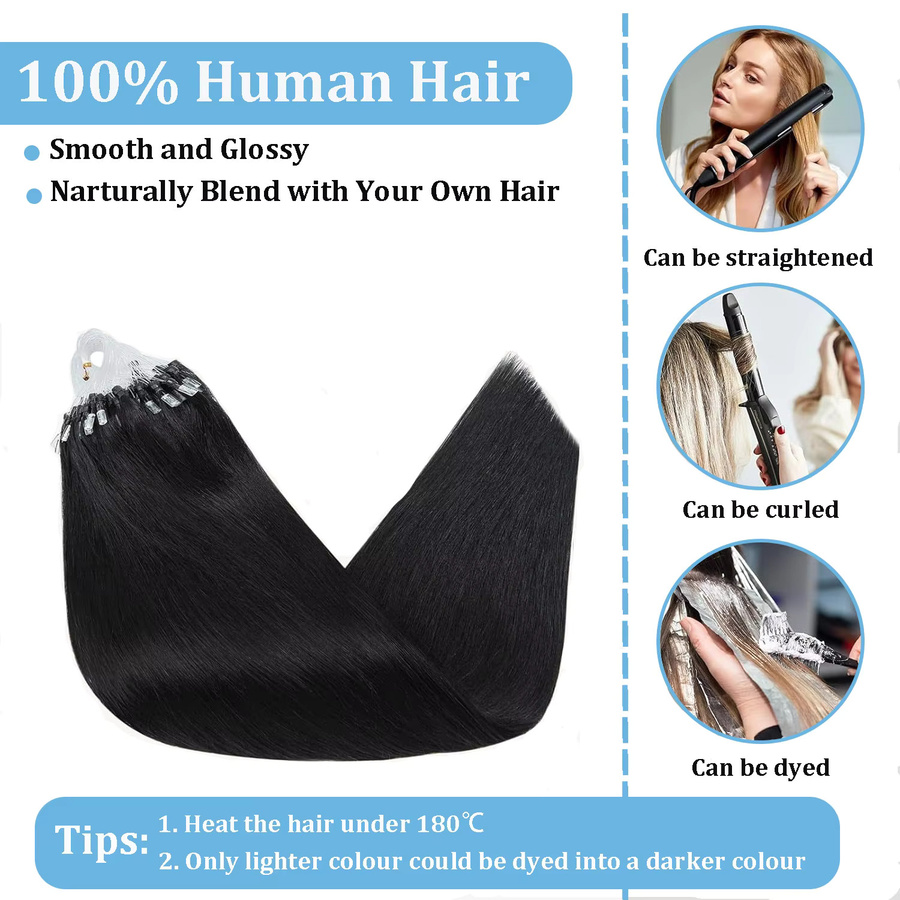 Happy Monday Echthaarverlängerungen, 100 g, brasilianisches Remy-Haar, Schwarz, Damen - Bild 5