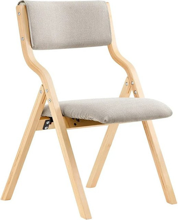SoBuy Esszimmerstuhl Klappstuhl Polsterstuhl mit Lehne aus Gummibaumholz und Stoff in Grau FST40-HG