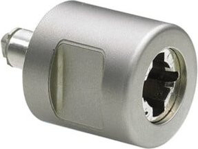Hettich Zylinderschloss-Drehgriff Typ 42.2 9206831 links in Silber und Messing - Bild 1