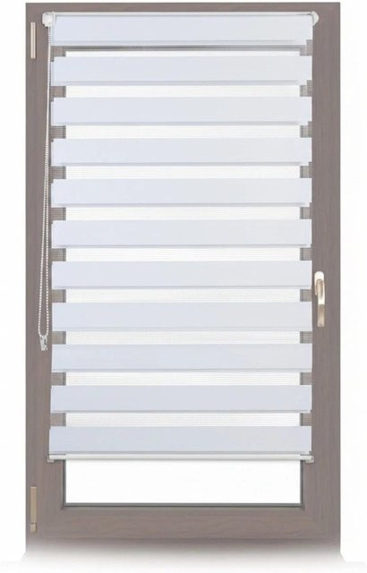 Relaxdays Doppelrollo Klemmfix Day & Night aus Aluminium und Polyester in Weiß, Breite: 70 cm, Höhe: 150 cm - Bild 1