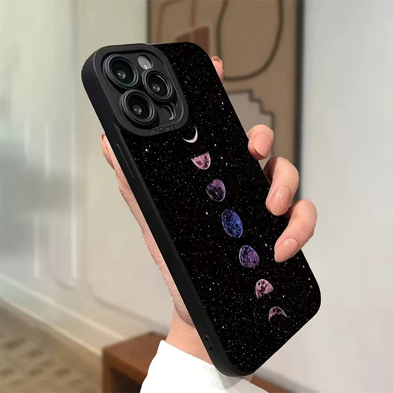 Xiaomi Handyhülle mit Hohlmond, Sternen und Planeten Glitzer-Motiv in Schwarz für Redmi Note 14 13 12 Pro Plus 12S 11 10 14C 13C 12C - Bild 2