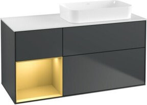 V&B Waschtischunterschrank Finion mit Wandbeleuchtung, Farbe Matt Dunkelblau, B/T: 120 x 60 cm - Bild 1